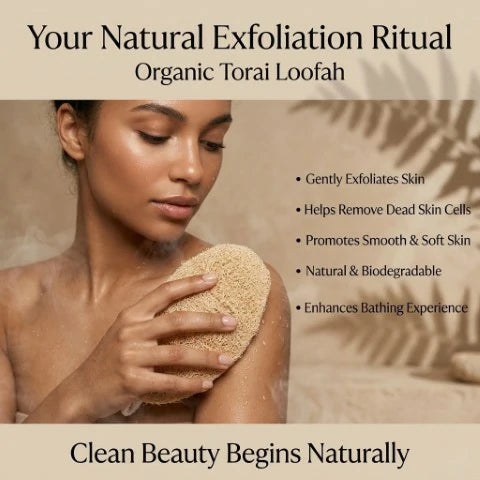Raw organic loofah scrubber
