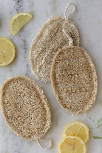 Raw organic loofah scrubber